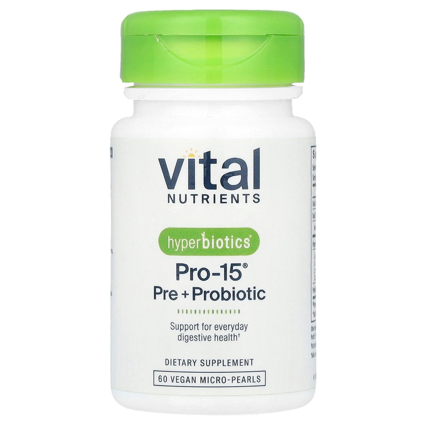 Vital Nutrients, Hyperbiotics®, Pro-15®, Pre + Probiotic, 60  Vegan Micro-Pearls