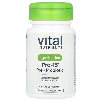 Vital Nutrients, Hyperbiotics®, Pro-15®, Pre + Probiotic, 60  Vegan Micro-Pearls