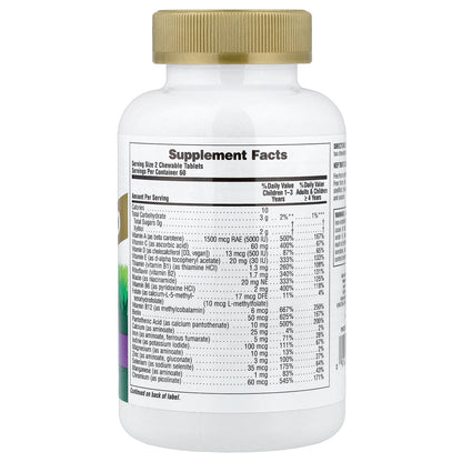 NaturesPlus, Animal Parade Gold, Children's Multivitamin Chewable Supplement, Grape, 120 Animal-Shaped Tablets