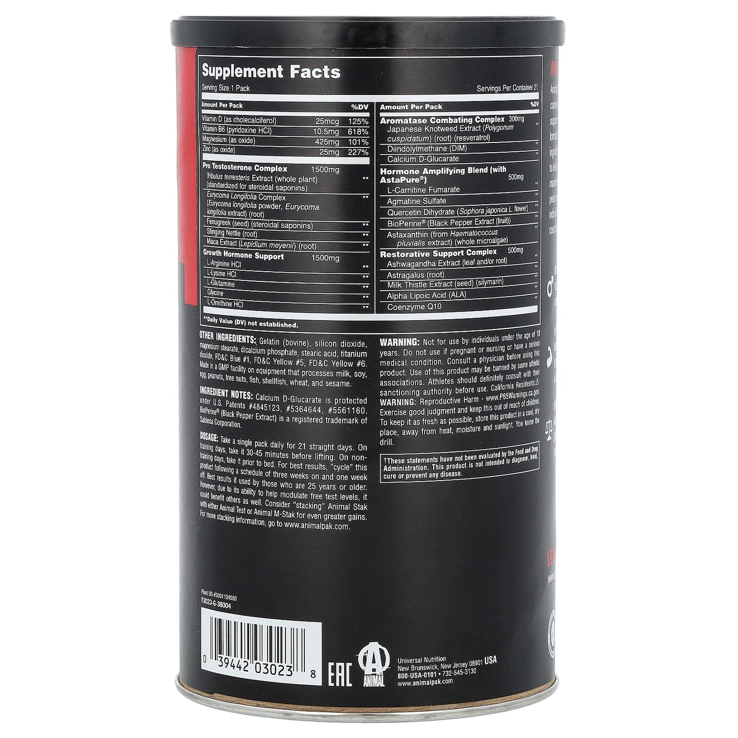 Animal, Stak, Hormone Booster, All-In-1 Pill Packs, 21 Packs