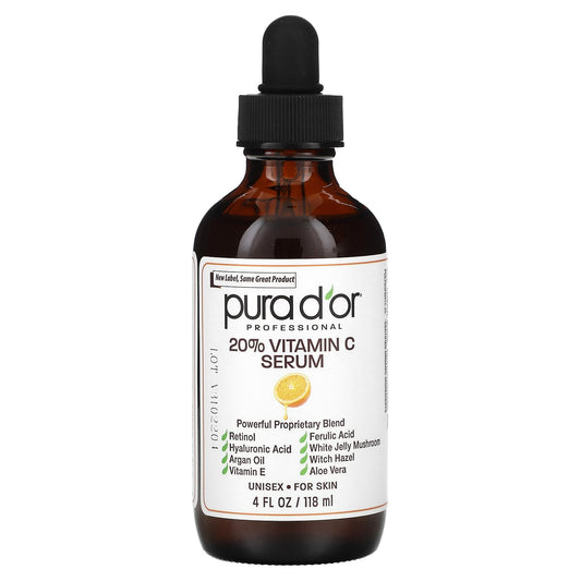 Pura D'or, 20% Vitamin C Serum, 4 fl oz (118 ml)