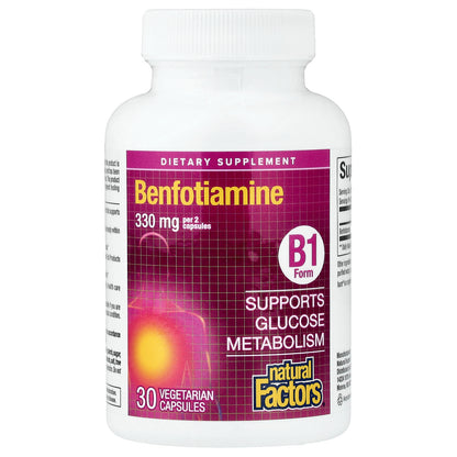 Natural Factors, Benfotiamine, 30 Vegetarian Capsules (165 mg per Capsule)