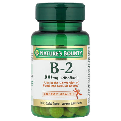 Nature's Bounty, Vitamin B-2, 100 mg, 100 Coated Tablets