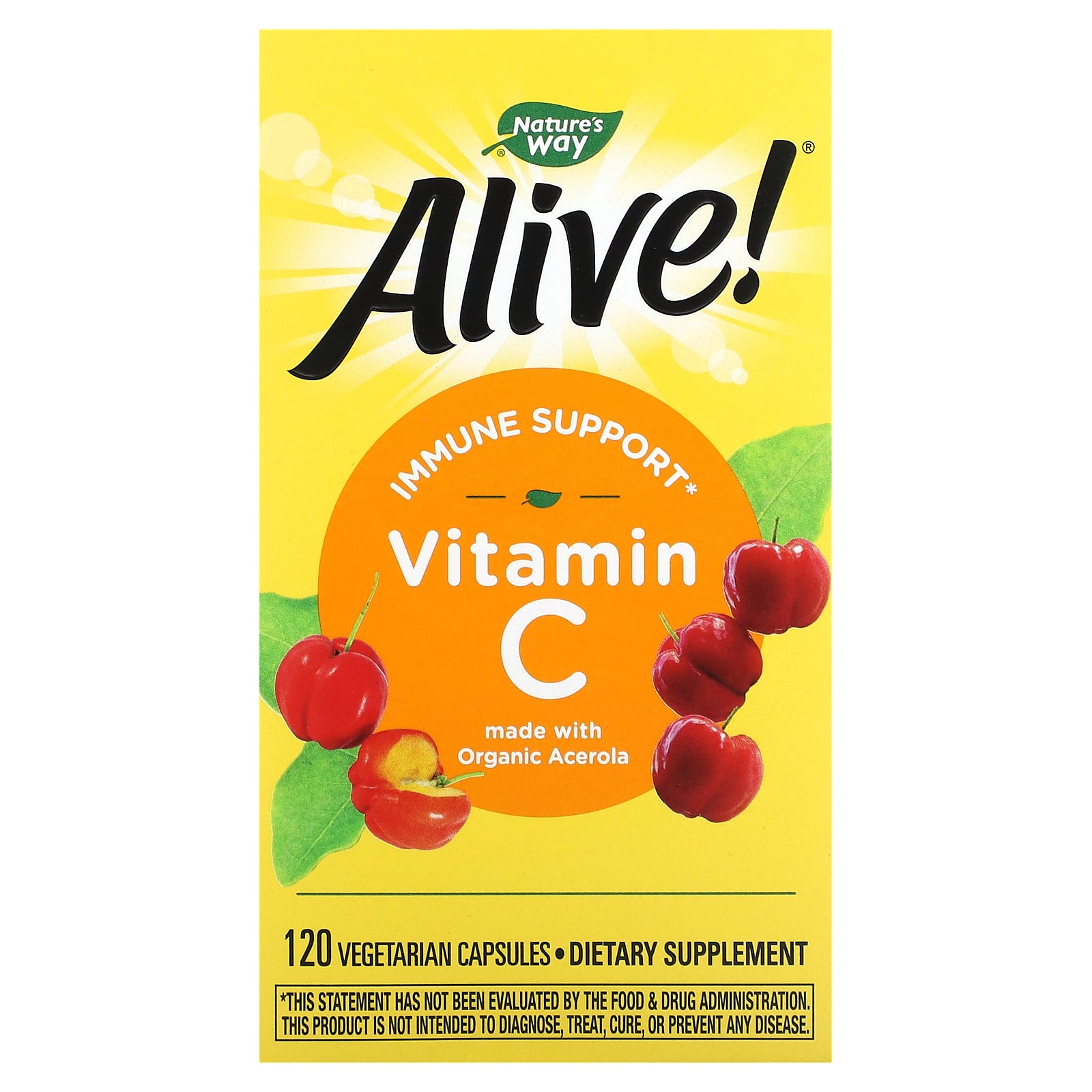 Nature's Way, Alive!, Immune Support Vitamin C, 120 Vegetarian Capsules