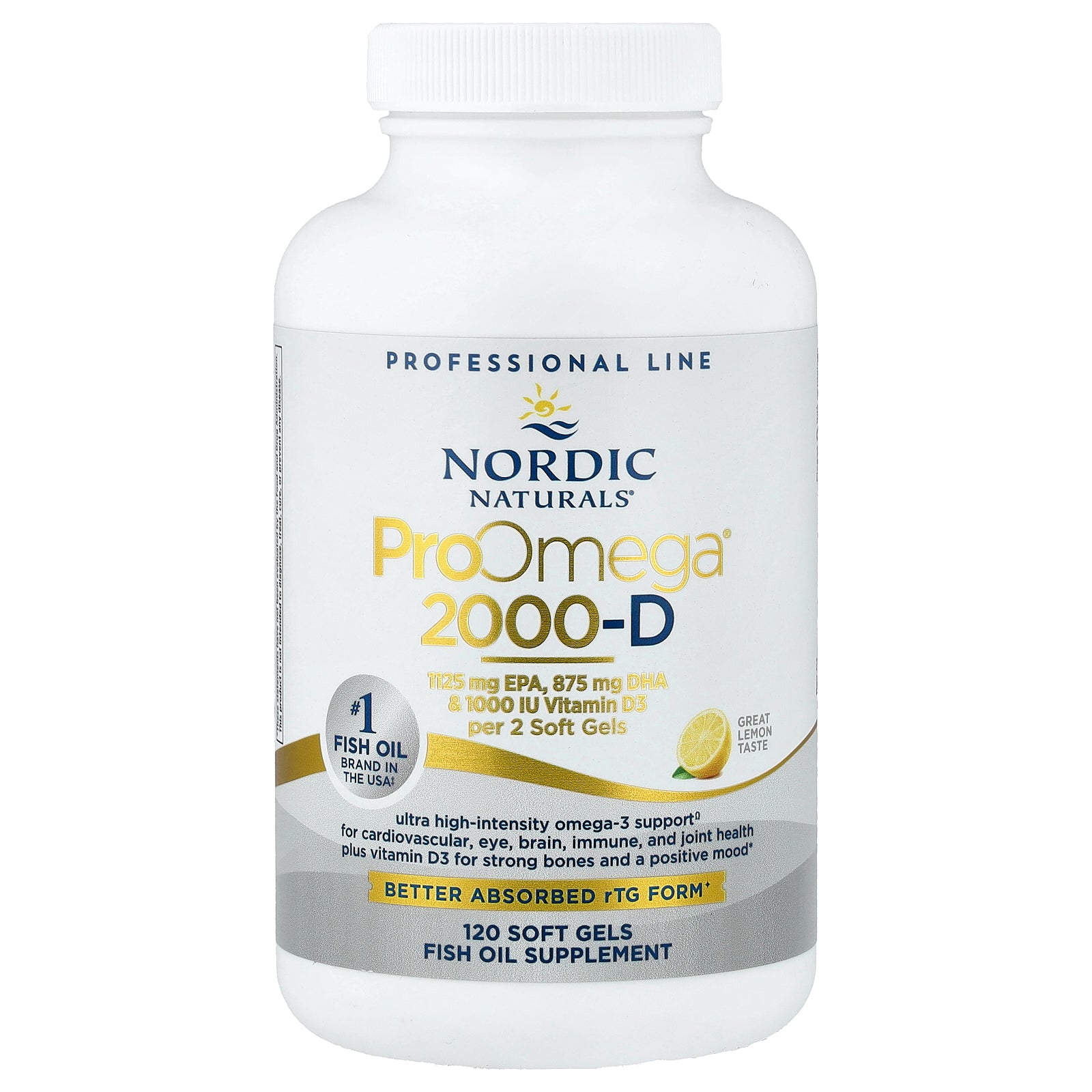 Nordic Naturals, ProOmega® 2000-D, Lemon, 120 Soft Gels