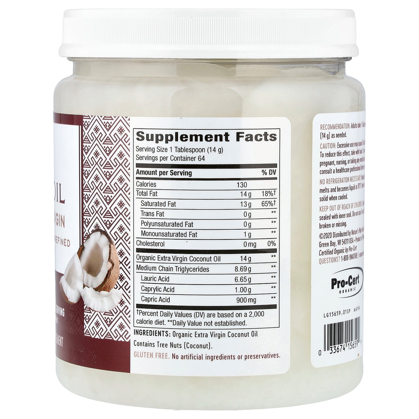 Nature's Way, Organic Extra Virgin Coconut Oil, 32 oz (907 g)