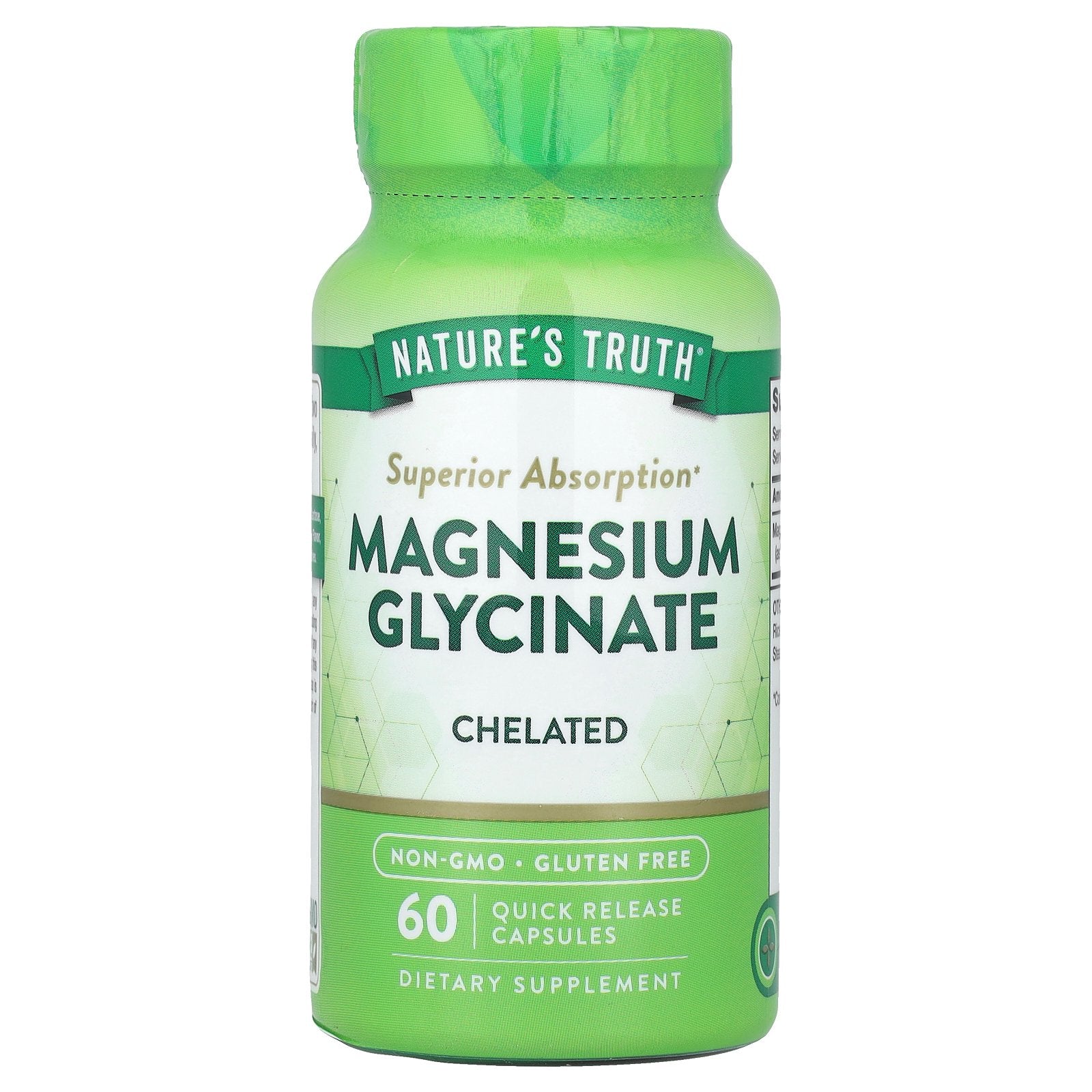 Nature's Truth, Magnesium Glycinate, Chelated, 60 Quick Release Capsules (100 mg per Capsule)