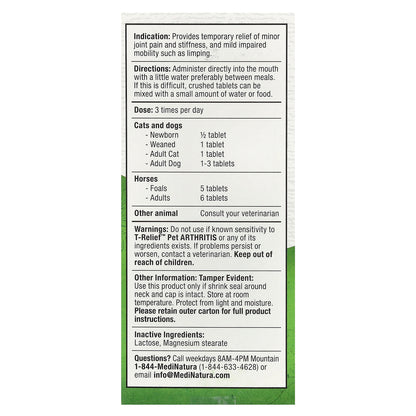MediNatura, T-Relief, Pet Arthritis Arnica +12, 90 Tablets