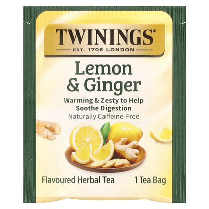 Twinings, Flavored Herbal Tea, Lemon & Ginger, Caffeine Free, 20 Tea Bags, 1.06 oz (30 g)