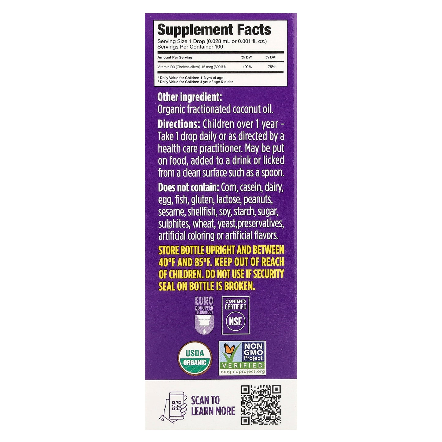 Ddrops, Kids, Booster, Organic Liquid Vitamin D3, 15 mcg (600 IU), 0.09 fl oz (2.8 ml)