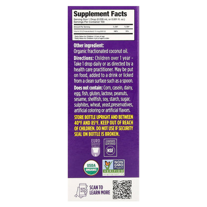 Ddrops, Kids, Booster, Organic Liquid Vitamin D3, 15 mcg (600 IU), 0.09 fl oz (2.8 ml)