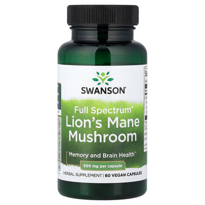 Swanson, Full Spectrum® Lion's Mane Mushroom, 500 mg, 60 Vegan Capsules