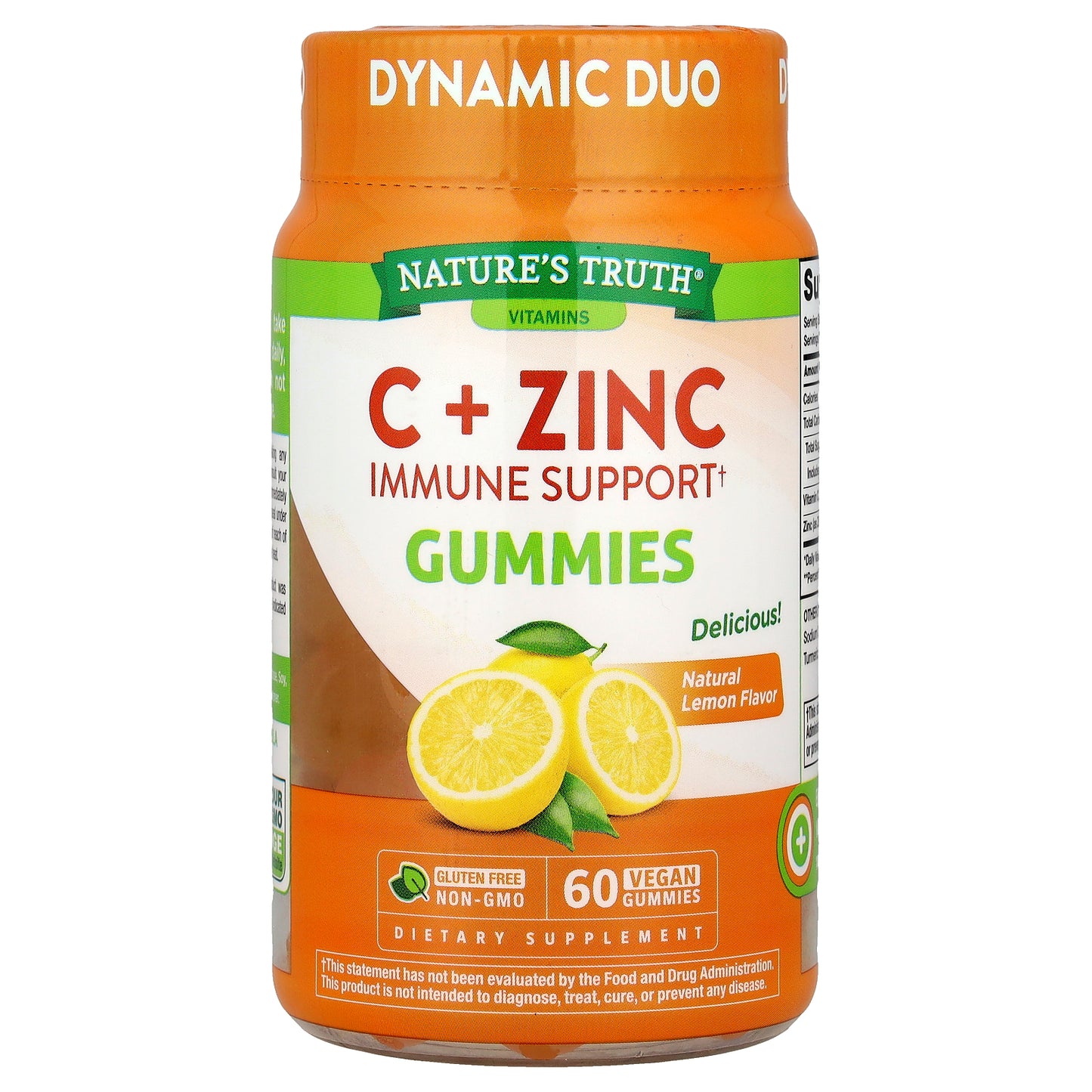 Nature's Truth, C + Zinc, Immune Support Gummies, Natural Lemon, 60 Vegan Gummies