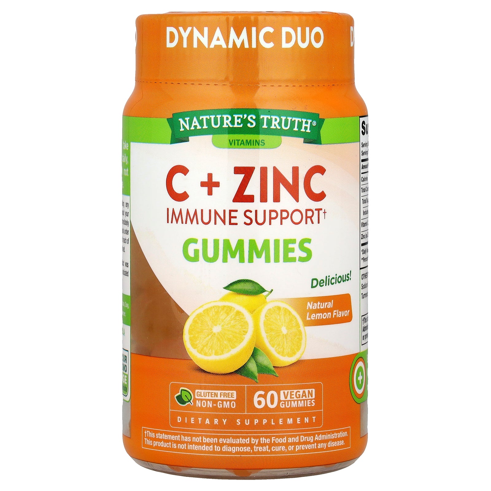 Nature's Truth, C + Zinc, Immune Support Gummies, Natural Lemon, 60 Vegan Gummies