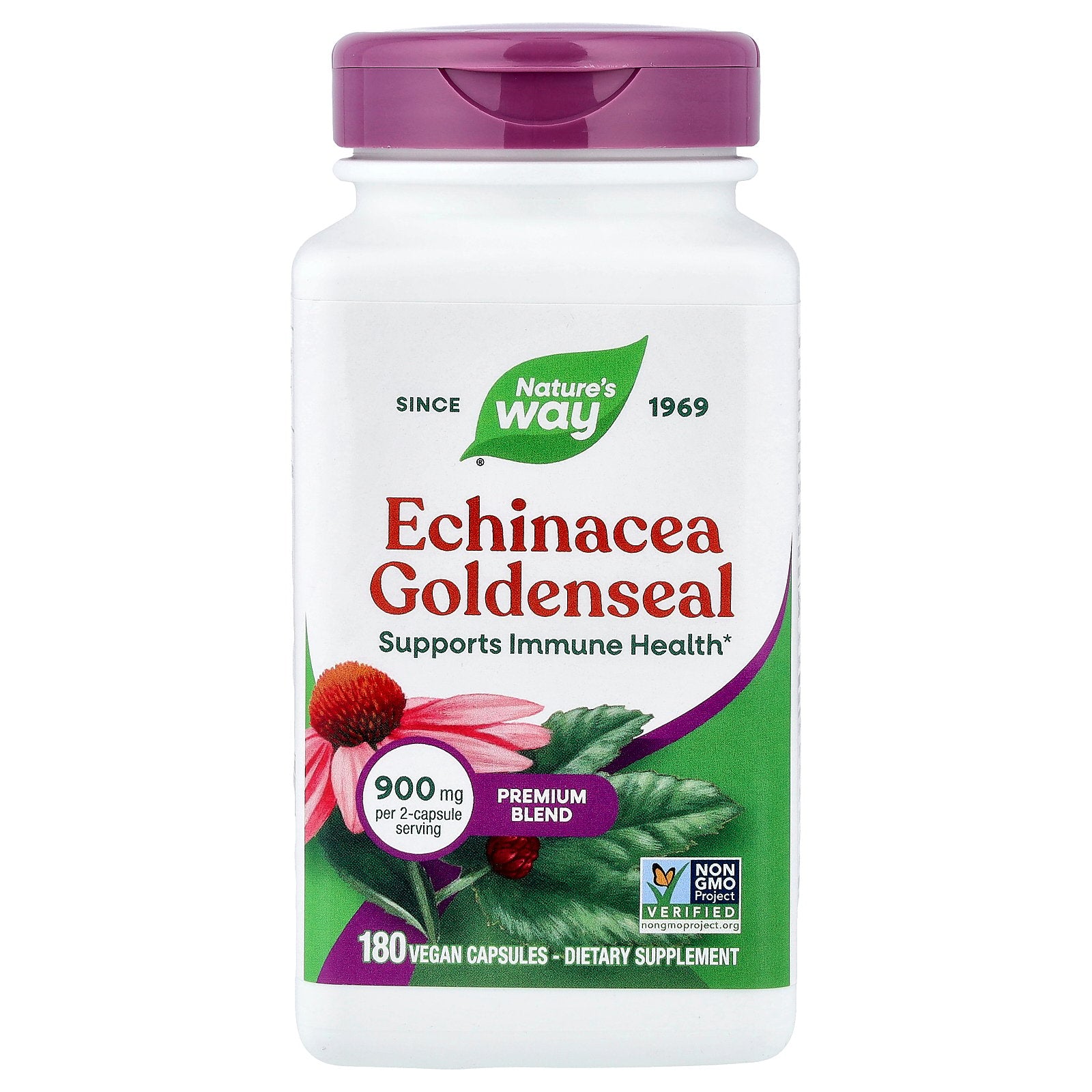 Nature's Way, Echinacea Goldenseal, Premium Blend, 180 Vegan Capsules (450 mg Per capsule)