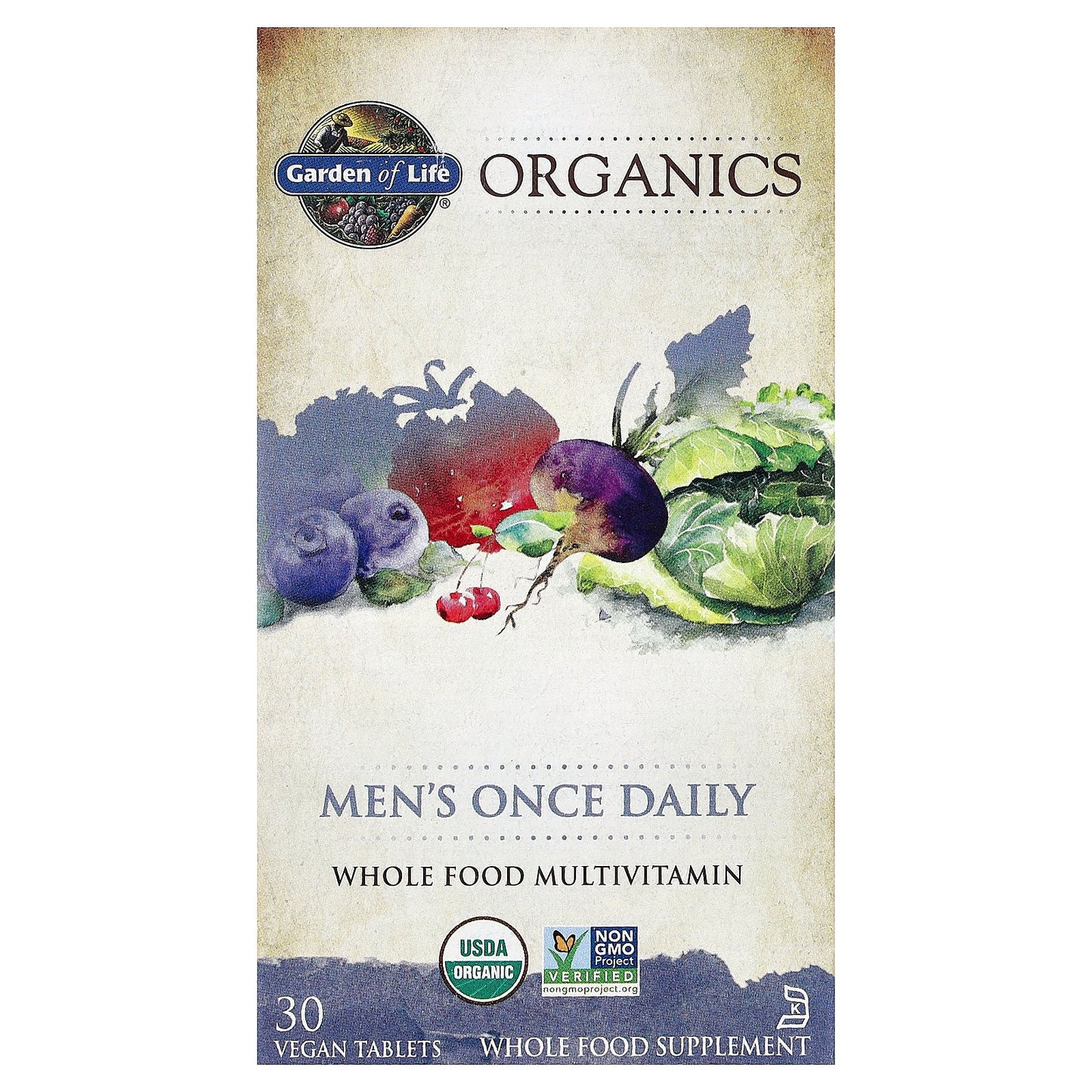 Garden of Life, Organics, Men's Once Daily, 30 Vegan Tablets