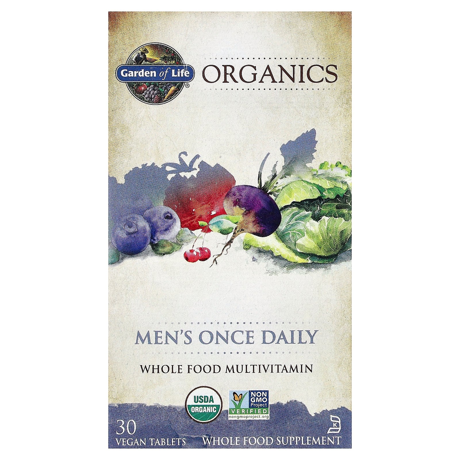 Garden of Life, Organics, Men's Once Daily, 30 Vegan Tablets