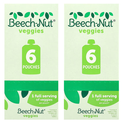 Beech-Nut, Veggies, 6+ Months, Zucchini, Spinach & Banana, 12 Pouches, 3.5 oz (99 g) Each
