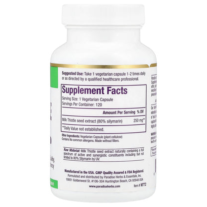 Paradise Herbs, Milk Thistle Extract, 120 Vegetarian Capsules (250 mg per Capsule)