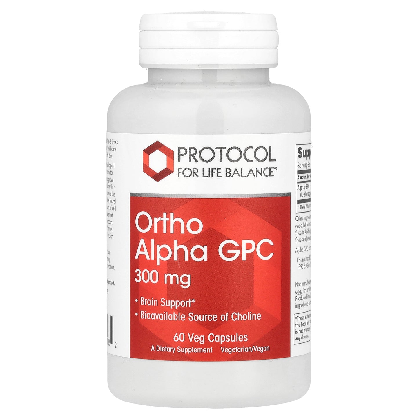 Protocol for Life Balance, Ortho Alpha GPC , 300 mg , 60 Veg Capsules