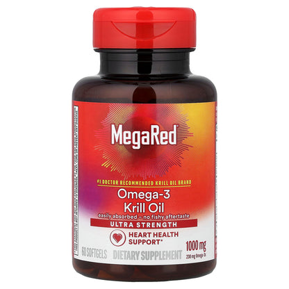 Schiff, MegaRed, Superior Omega-3 Krill Oil, Ultra Strength, 1,000 mg, 60 Softgels