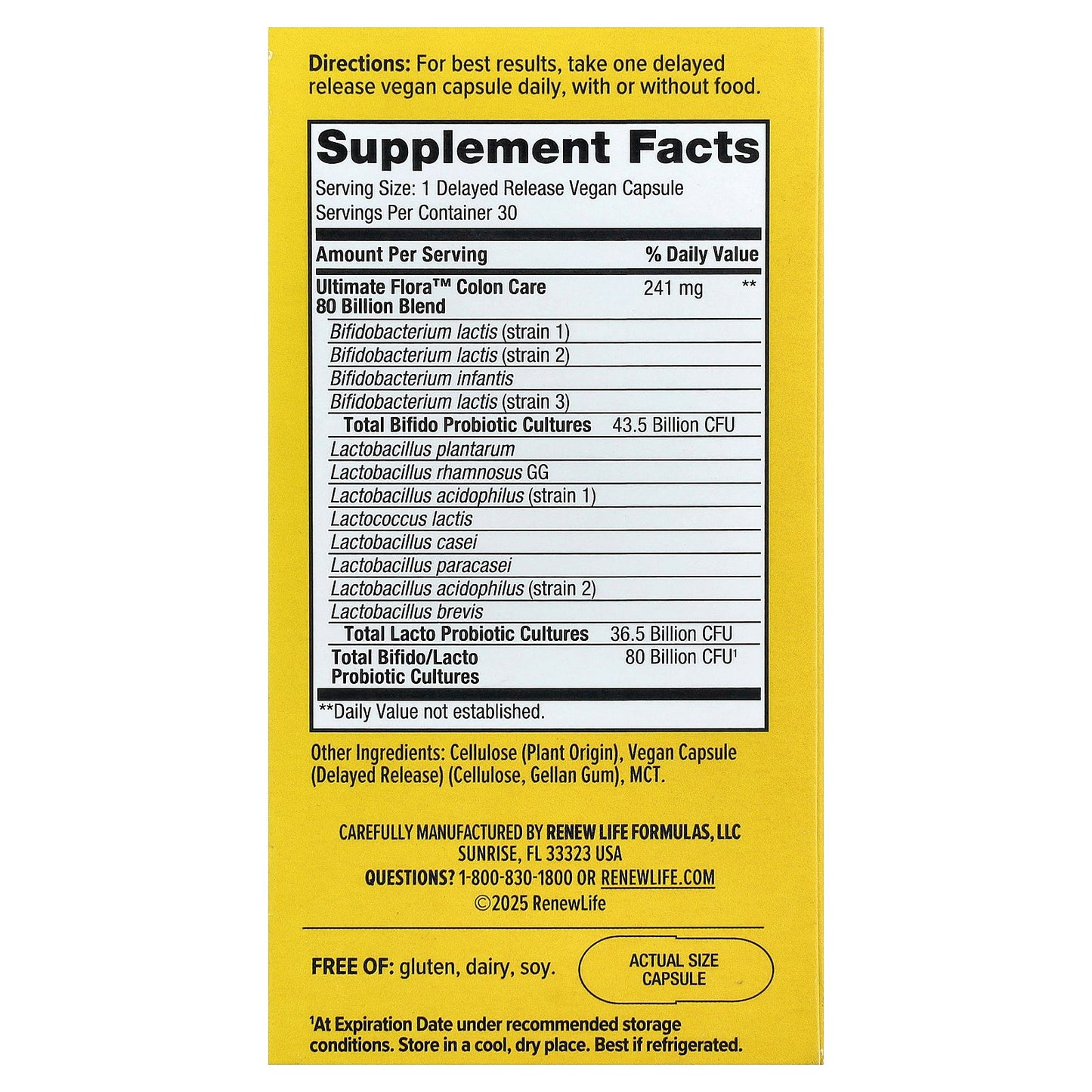 Renew Life, Ultimate Flora™ Colon Care Probiotic, 30 Delayed Release Vegan Capsules