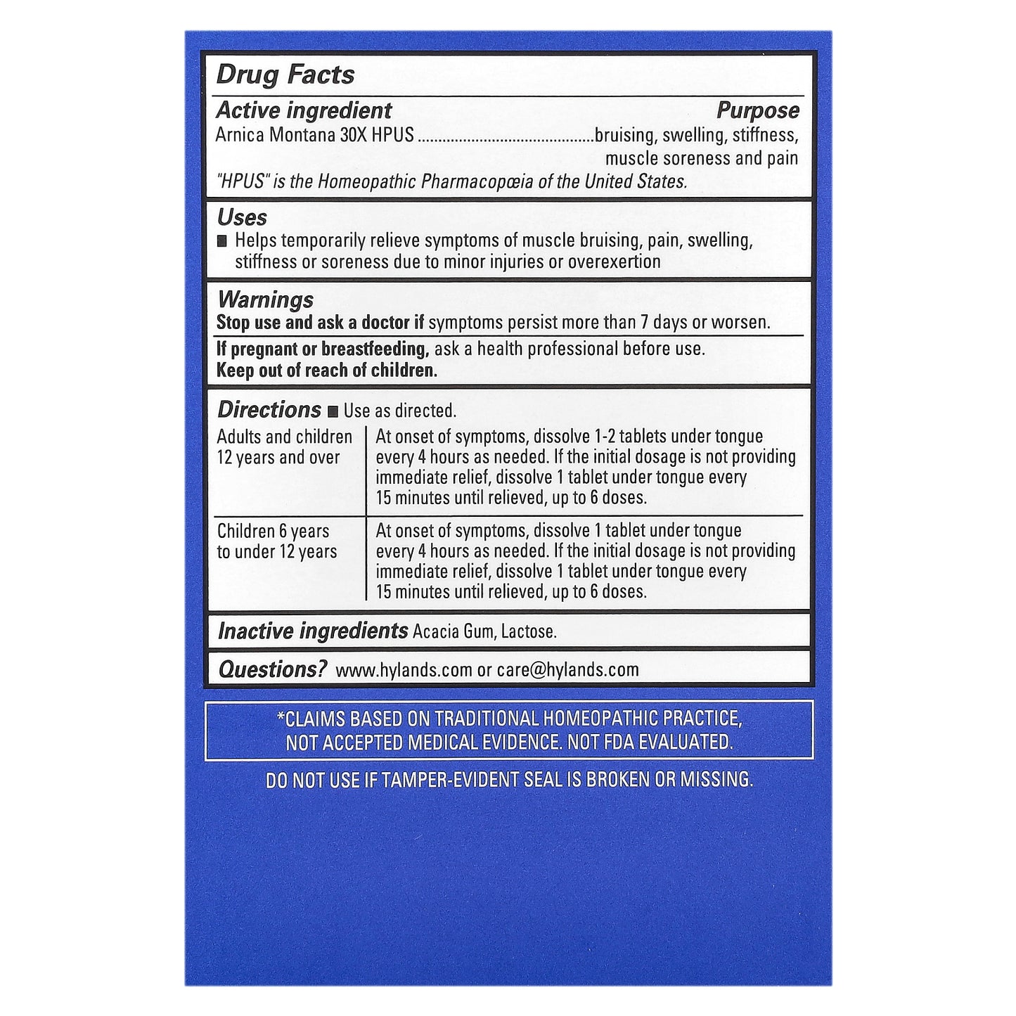 Hyland's Naturals, Arnica 30X, 50 Quick-Dissolving Tablets