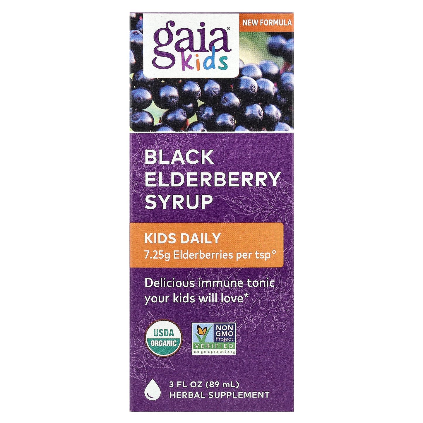 Gaia Herbs, Kids, Black Elderberry Syrup, 3 fl oz (89 ml)