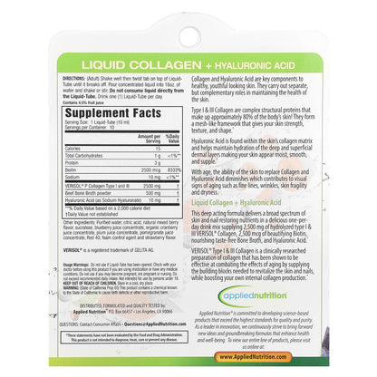 Applied Nutrition, Liquid Collagen +  Hyaluronic Acid, 10 Liquid-Tubes, 3.35 fl oz (100 ml)
