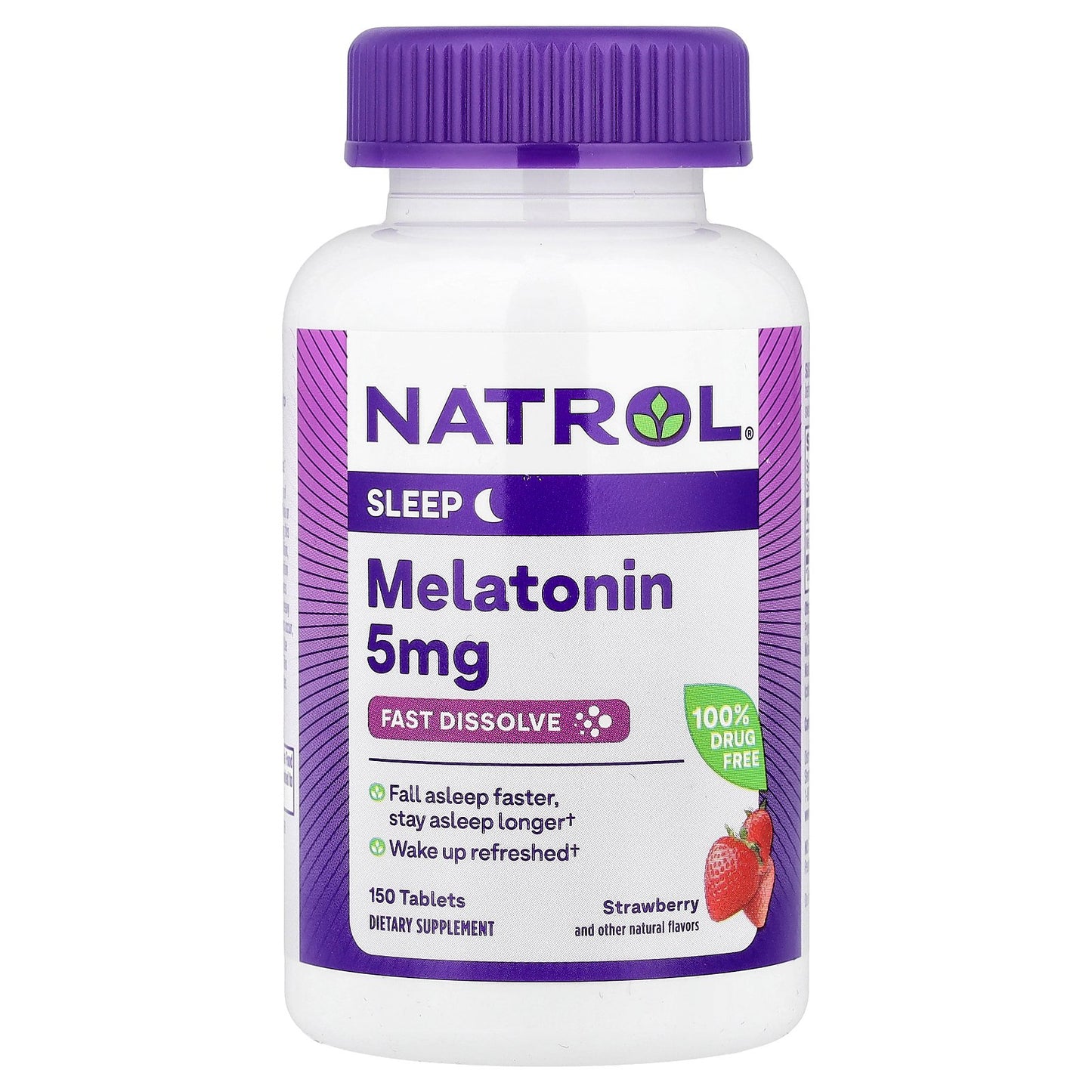 Natrol, Melatonin, Fast Dissolve, Strawberry, 5 mg, 150 Tablets