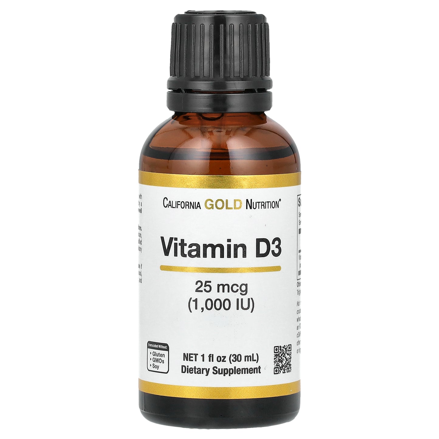 California Gold Nutrition, Vitamin D3, 25 mcg (1,000 IU), 1  fl oz (30 ml)