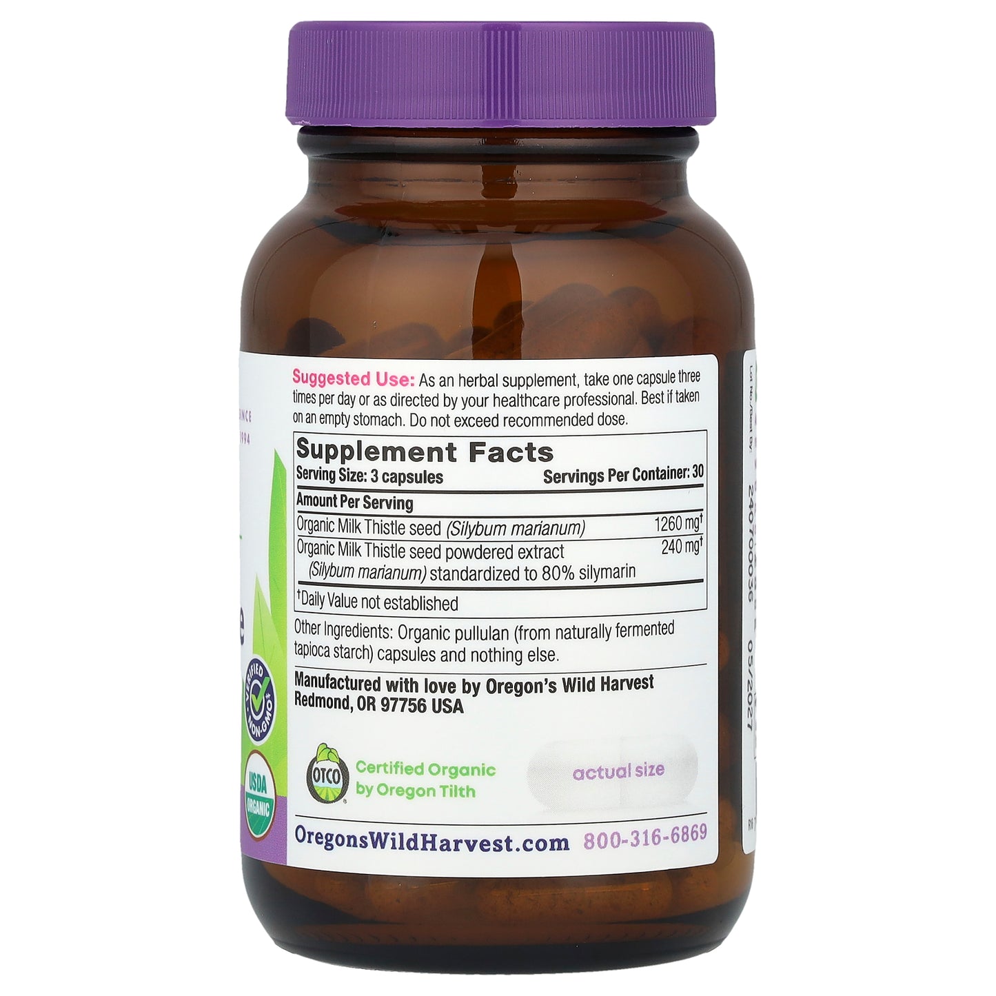 Oregon's Wild Harvest, Organic Milk Thistle, 90 Organic Vegan Capsules