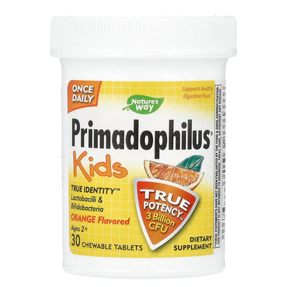 Nature's Way, Primadophilus, Kids, Ages 2+, Orange, 3 Billion CFU, 30 Chewable Tablets