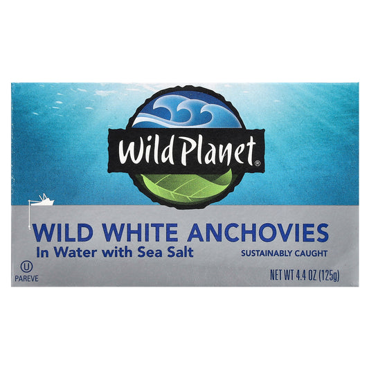 Wild Planet, Wild White Anchovies In Water with Sea Salt, 4.4 oz (125 g)