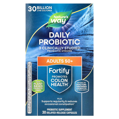 Nature's Way, Fortify®, Daily Probiotic, Adults 50+, 30 Billion CFU, 30 Delayed-Release Capsules