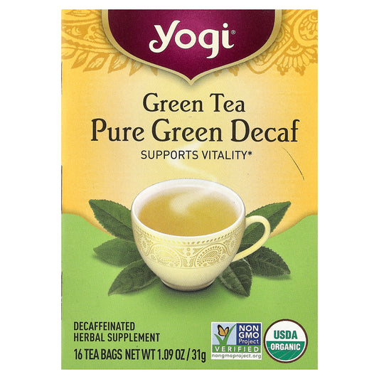 Yogi Tea, Green Tea Pure Green, Decaf, 16 Tea Bags, 1.09 oz (31 g)