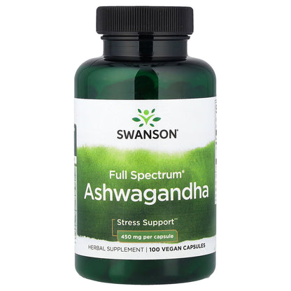 Swanson, Full Spectrum® Ashwagandha, 100 Vegan Capsules  (450 mg per Capsule)