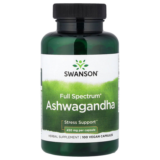 Swanson, Full Spectrum® Ashwagandha, 100 Vegan Capsules  (450 mg per Capsule)