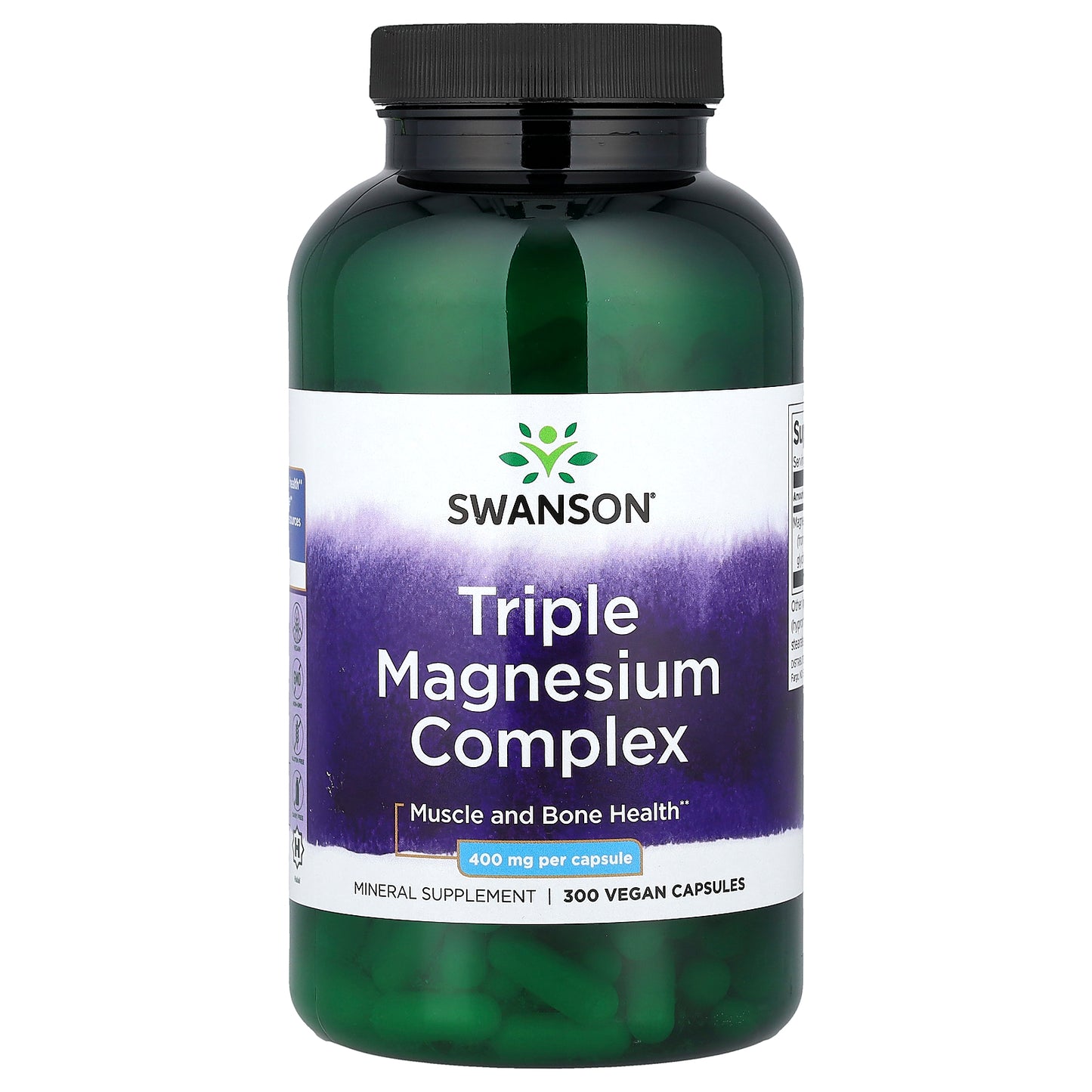 Swanson, Triple Magnesium Complex, 400 mg, 300 Vegan Capsules