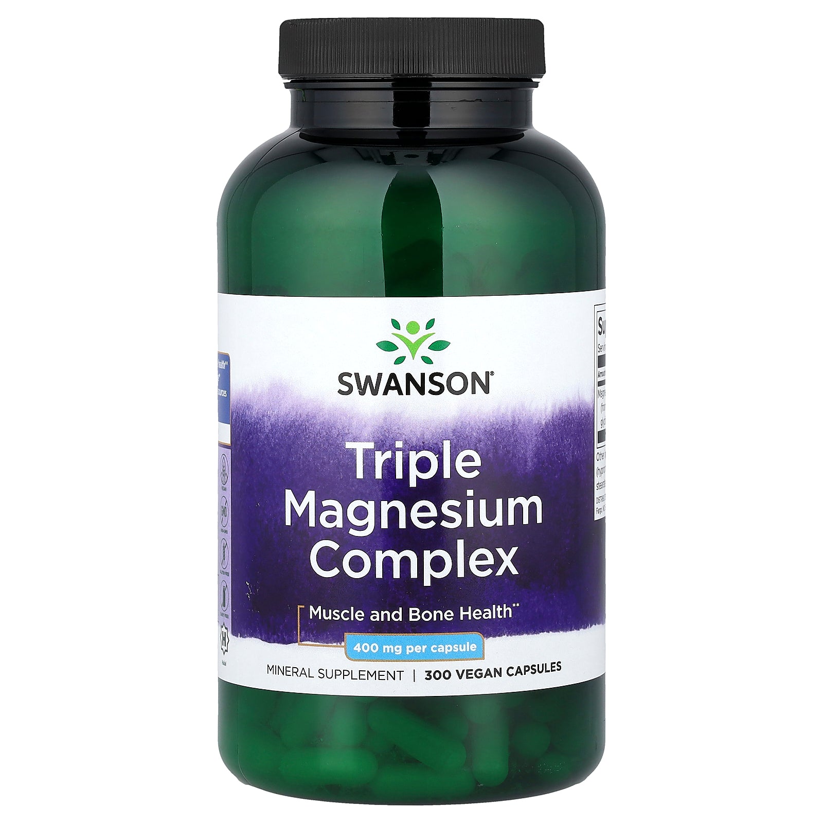 Swanson, Triple Magnesium Complex, 400 mg, 300 Vegan Capsules