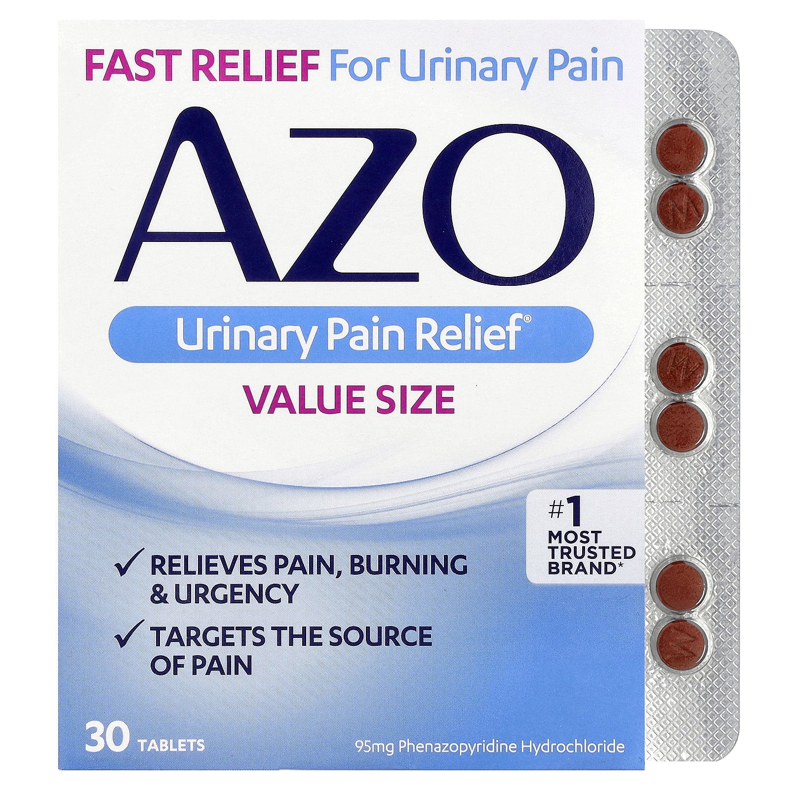 AZO, Urinary Pain Relief®, 95 mg , 30 Tablets