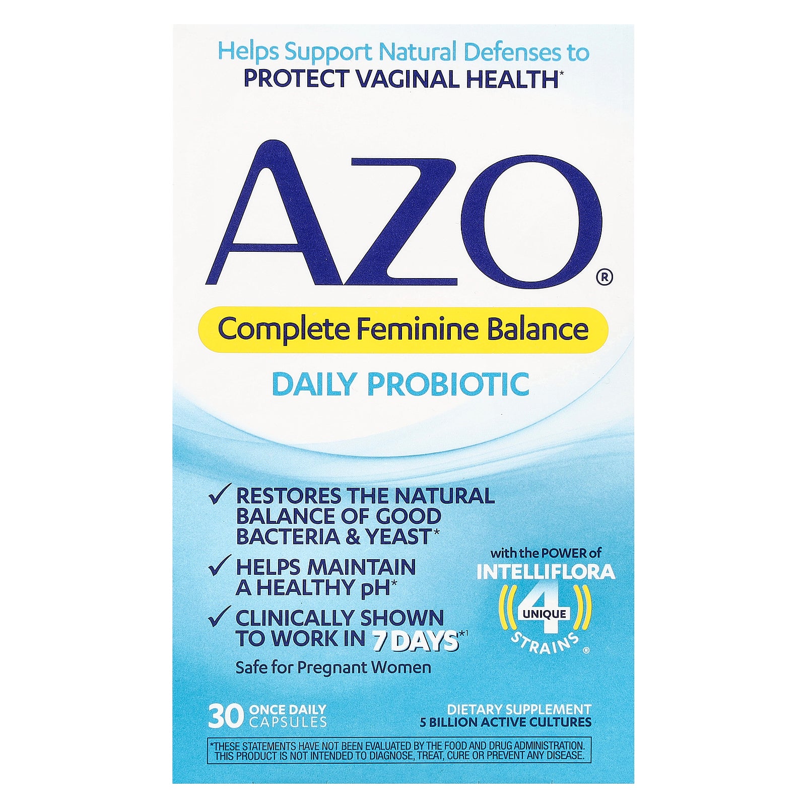 AZO, Complete Feminine Balance, Daily Probiotic, 5 Billion, 30 Once Daily Capsules