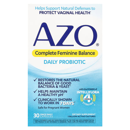 AZO, Complete Feminine Balance, Daily Probiotic, 5 Billion, 30 Once Daily Capsules