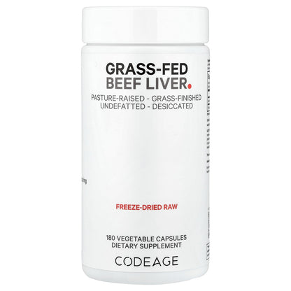 Codeage, Grass-Fed Beef Liver, 180 Vegetable Capsules (500 mg per Capsule)