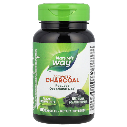 Nature's Way, Activated Charcoal, 560 mg, 100 Capsules (280 mg Per Capsule)