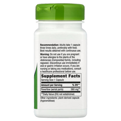 Nature's Way, Feverfew Herb, 380 mg, 100 Vegan Capsules
