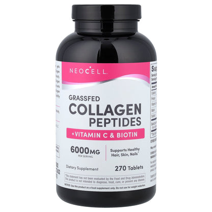 NeoCell, Grassfed Collagen Peptides + Vitamin C & Biotin, 270 Tablets