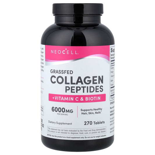 NeoCell, Grassfed Collagen Peptides + Vitamin C & Biotin, 270 Tablets
