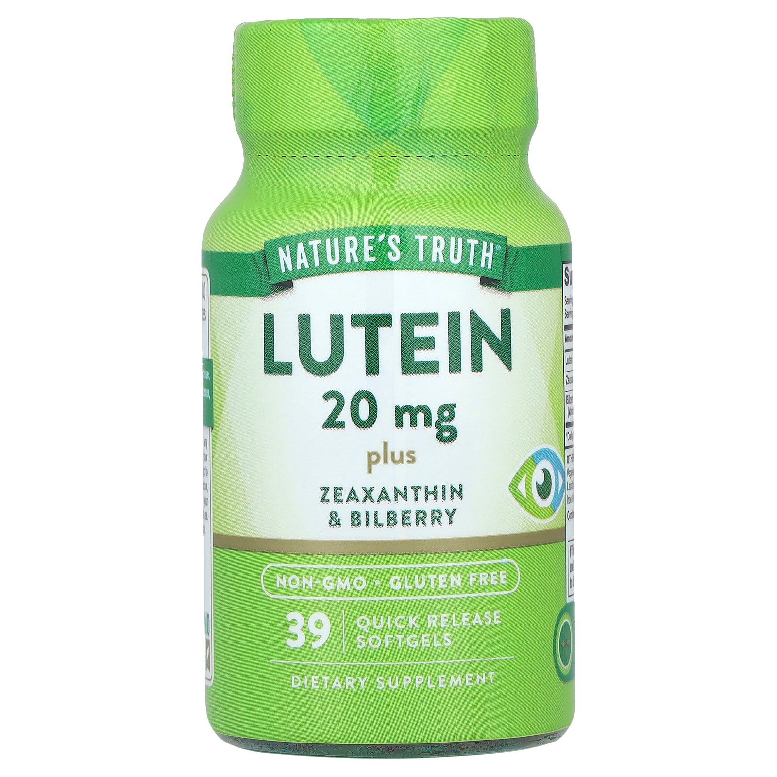 Nature's Truth, Lutein plus Zeaxanthin & Bilberry, 39 Quick Release Softgels