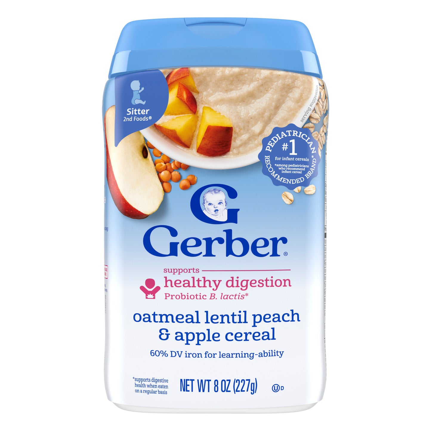 Gerber, Cereal, 2nd Foods®, Oatmeal Lentil Peach & Apple, 8 oz (227 g)